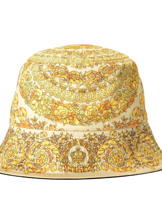 Versace Multi-Color Baroque/ Logo On Black Reversible Bucket Hat Size 58 main image 4